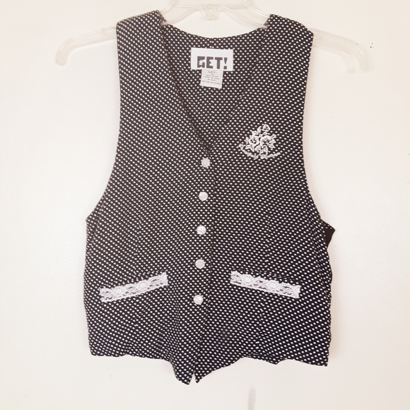 GET! Vintage Black Polkadot Vest Women's Size Small - Picture 1 of 8